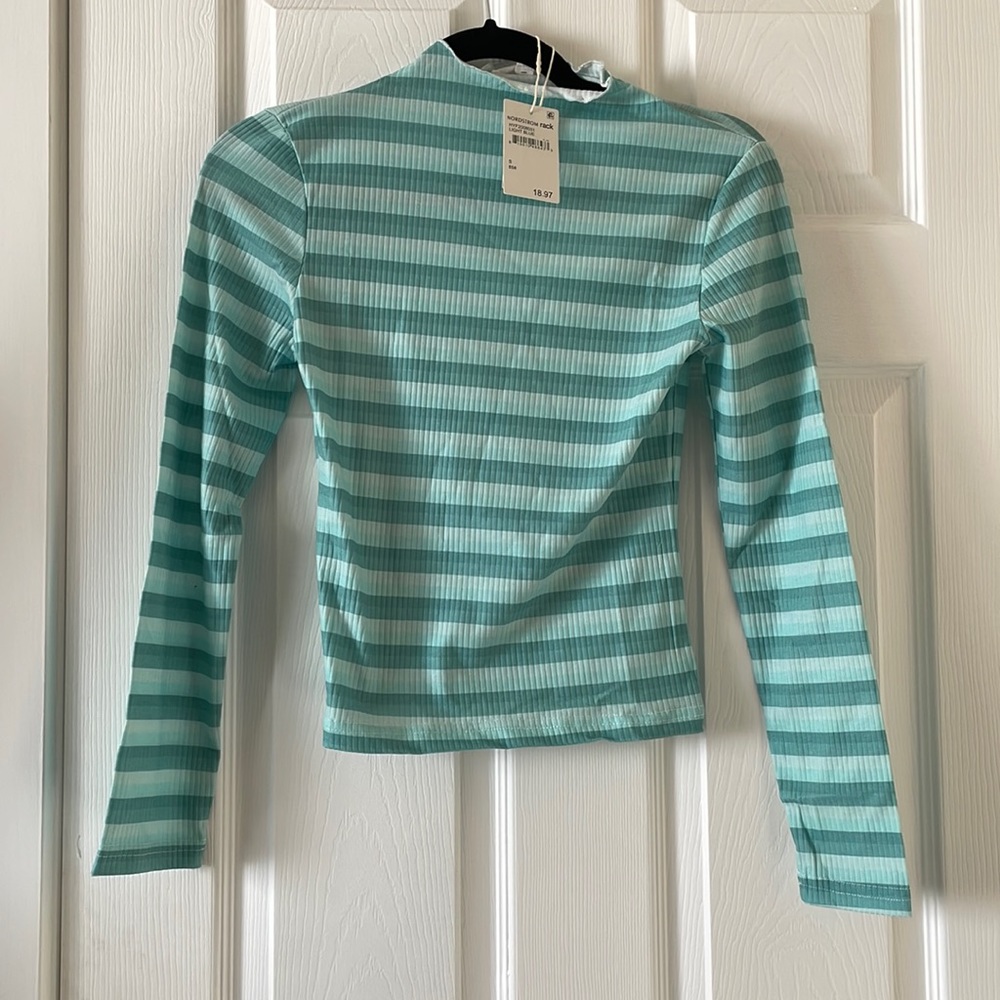 Striped Cali Be mock neck long sleeve top